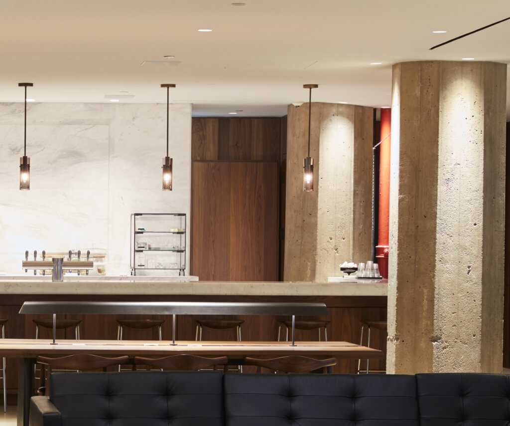 Restaurant bar lighting with pendant LEDs, customer ambience lighting upgrade