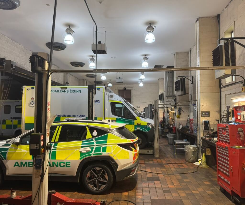 Fleet workshop LED lighting, bright task lighting for vehicle maintenance bays