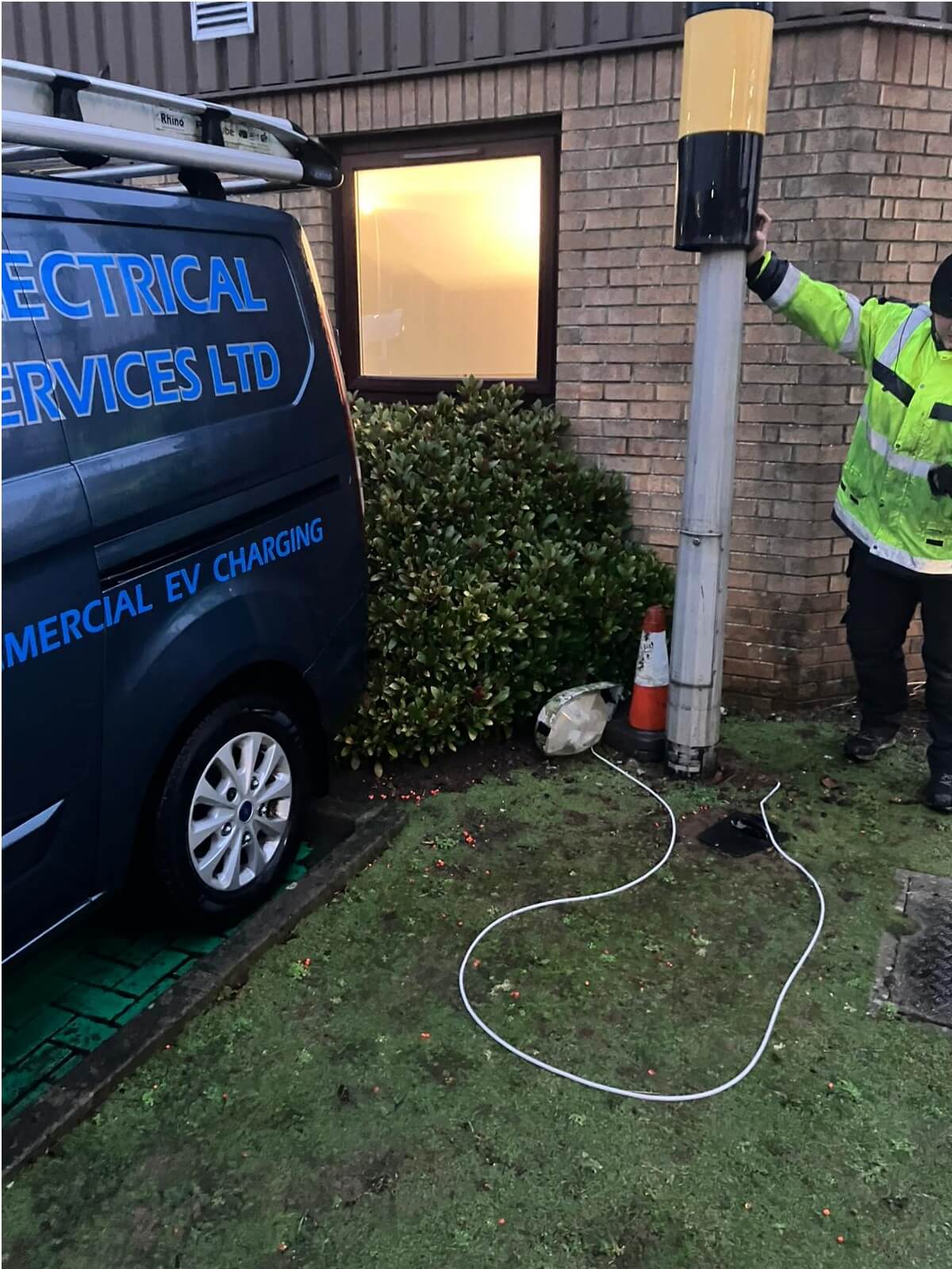 Electrical maintenance work being carried out at a live commercial site